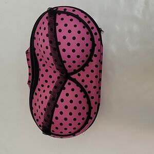 NWOT pink and black bra/swimsuit case